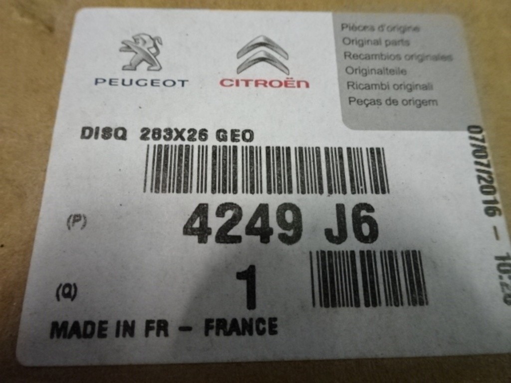 Afbeelding 3 van Peugeot Citroen Remschijf 283mm 4249J6