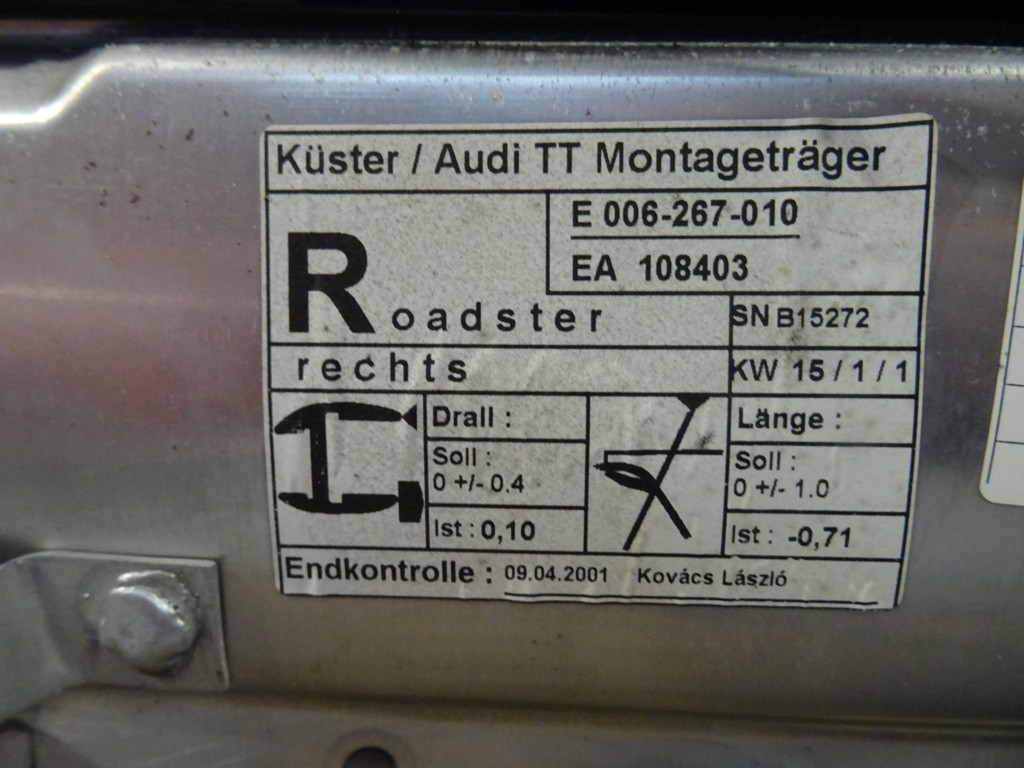 Afbeelding 6 van Vol Portier Rechts ​​​Audi TT Roadster 8N ('99-'06)​ LY7W