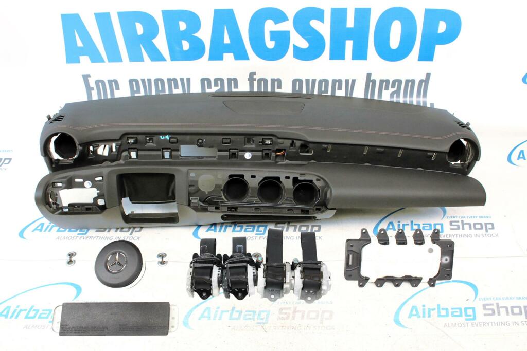 Afbeelding 1 van Airbag set Dashboard bruine stiksels Mercedes A klasse W177