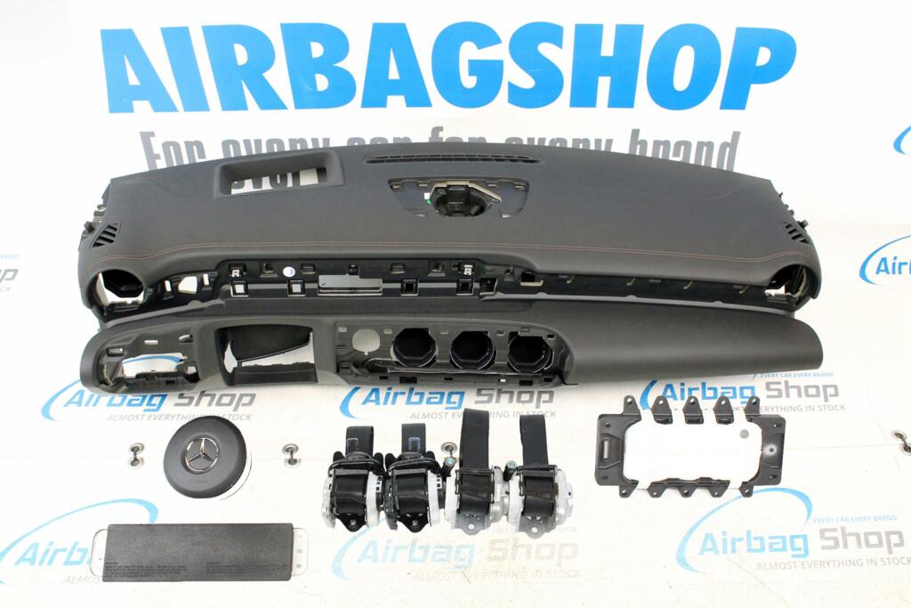 Afbeelding 2 van Airbag set Dashboard HUD bruine stiksels Mercedes W177