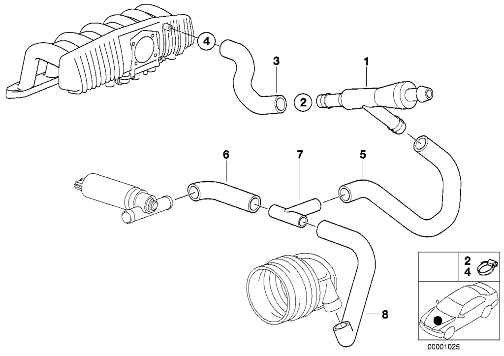 Afbeelding 3 van vacuumslang BMW 5-serie E39 520i M52 11611433279
