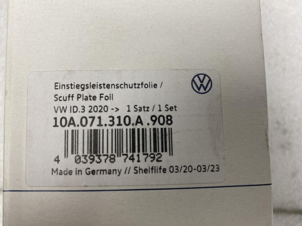 Afbeelding 5 van Instapfolie Volkswagen ID 3 NIEUW ORIGINEEL 10A071310A 908