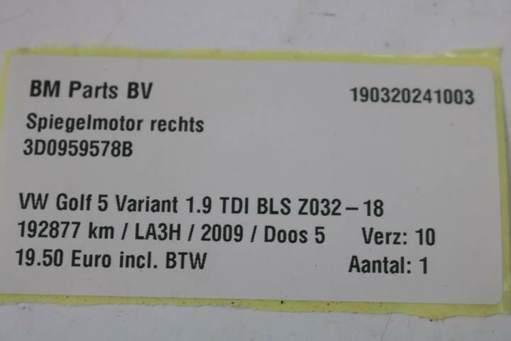 Afbeelding 6 van Spiegelmotor VW Golf 5 3D0959578B