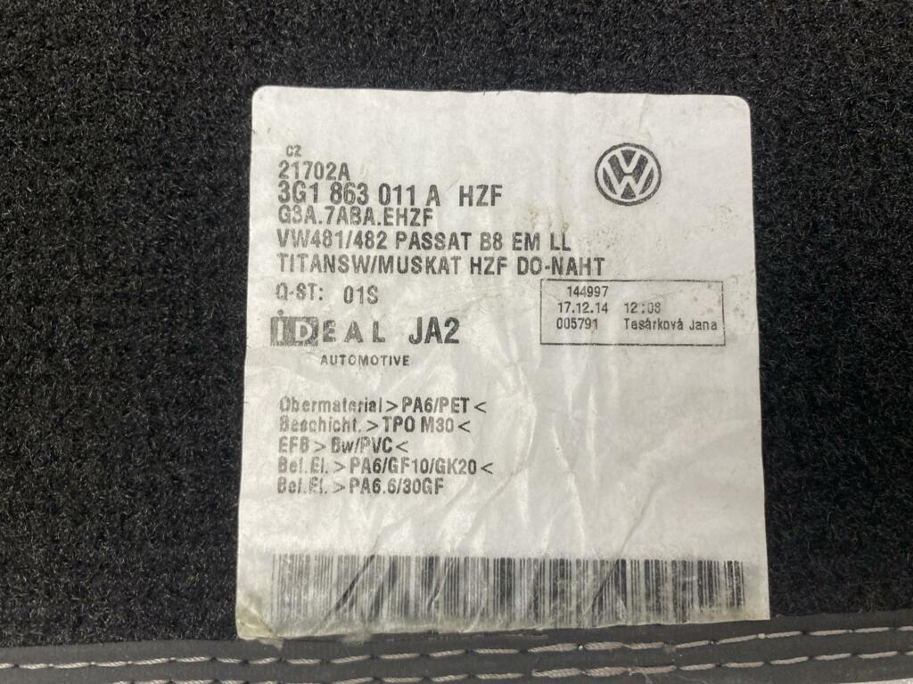 Afbeelding 3 van Mat Volkswagen Passat B8 BESTUURDERSZIJDE 3G1863011A