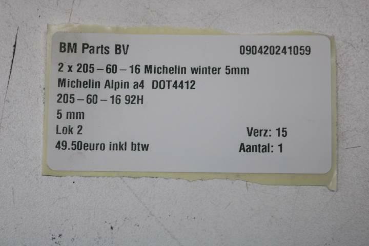 Afbeelding 4 van 2 x 2056016 92H Michelin Alpin A4 met 5mm 205 60 16