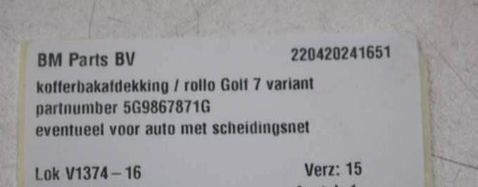 Afbeelding 6 van Bagageruimte afdekking VW Golf 7 Variant 5G9867871G
