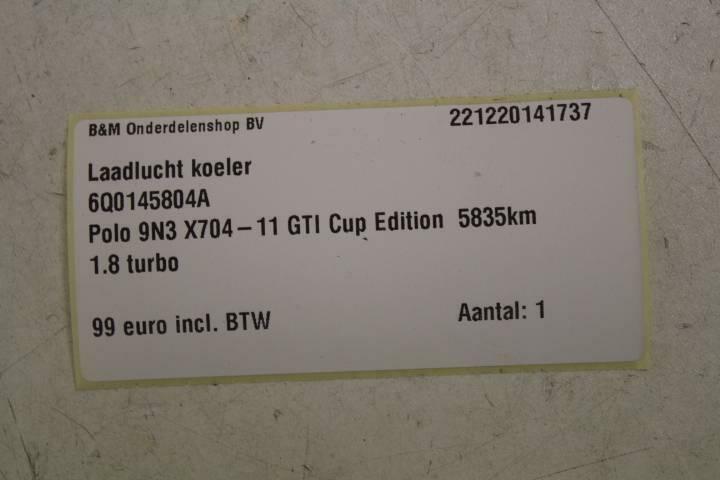 Afbeelding 5 van Laadluchtkoeler VW Polo 9N3 Cup Edition 6Q0145804A