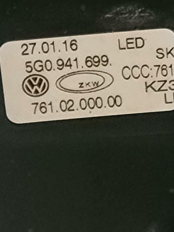 Afbeelding 3 van Mistlamp LED Linksvoor VW GOLF 7 GTI GTD LINKS 5G0941699 LED