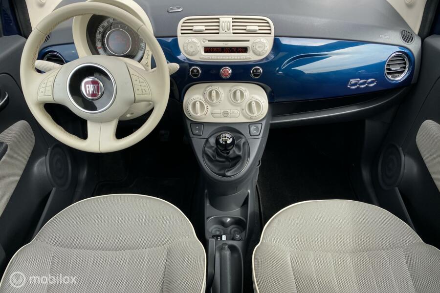 Fiat 500 1.2 Lounge Airco 15 Inch Panorama-dak Chrome Blauw